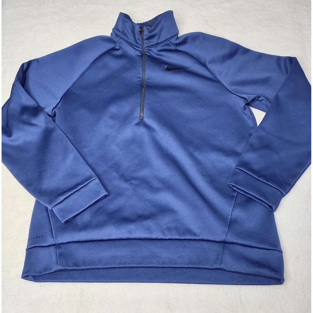 Nike Sweatshirt Mens Medium Blue Dri-Fit 1/4 Zip Training Pullover Top Mock Neck